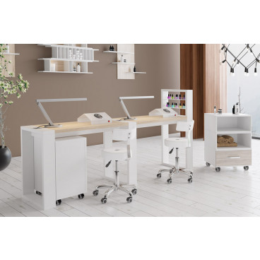 Двухместный маникюрный стол "Matrix" с подставкой для лаков