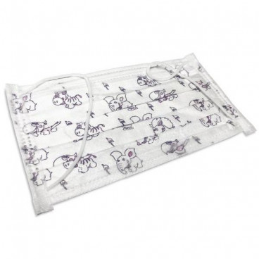 Маска медицинская детская с рисунком 3-х слойная не стерильная на резинке 1/100шт "Гекса